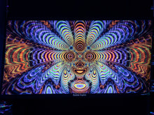 Load image into Gallery viewer, UV psychedelic fractal tapestry wall hanging backdrop ultra violet festival decoration by crealab108 koh pha ngan