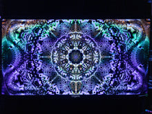 Charger l'image dans la galerie, Organic UV psychedelic trippy MaOrganic UV psychedelic trippy mandala tapestry for home or festival decor by Crealab108 Koh Pha Ngan