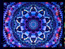 Load image into Gallery viewer, Unison UV trippy psychedelic fractal trippy mandala tapestry by Crealab108 Koh Pha Ngan