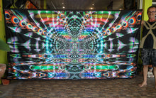 Load image into Gallery viewer, UV psychedelic trippy fractal tapestry by Crealab108 koh Pha ngan home parties festival decoration