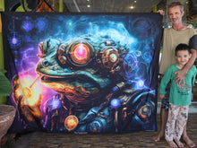 Load image into Gallery viewer, UV trippy psychedelic shaman reptile tapestry at Crealab108 koh Pha-Ngan home parties festival decor