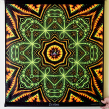 Load image into Gallery viewer, Zicvibes Trippy UV Psychedelic Fractal Mandala Tapestry - Crealab108