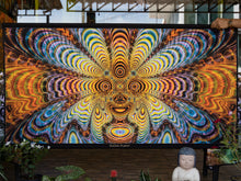 Load image into Gallery viewer, UV psychedelic fractal tapestry wall hanging backdrop ultra violet festival decoration by crealab108 koh pha ngan