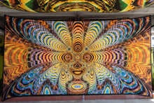 Load image into Gallery viewer, UV psychedelic trippy fractal tapestry wall hanging backdrop ultra violet festival decoration by crealab108 koh pha ngan