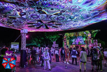 Load image into Gallery viewer, Unison Mandala UV Canopy trippy psychedelic trance festival party tapestry decor by Crealab108