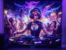 Charger l'image dans la galerie, Artistic depiction of a DJ at a concert with vibrant colors and 'Happy Vibes' text.
