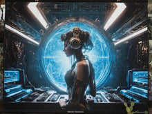 Load image into Gallery viewer, Crealab108 Horizontal Tapestry 120/150cm - 47/59inches pockets up/down finishing Melodic Meditation UV Psychedelic Fractal DJ Mandala Tapestry Melodic Meditation UV Psychedelic Fractal DJ Mandala Tapestry