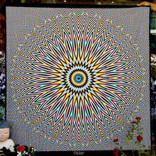 Load image into Gallery viewer, Crealab108 Square Tapestry 100/100cm - 39/39inches pockets up/down finishing Flicker Psychedelic Sacred Geometry Fractal Mandala UV tapestry Flicker Psychedelic Sacred Geometry Fractal Mandala UV tapestry