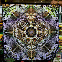 Load image into Gallery viewer, Crealab108 Square Tapestry 100/100cm - 39/39Inches pockets up/down finishing Organic Psychedelic Fractal UV Tapestry Organic Psychedelic Fractal UV Tapestry