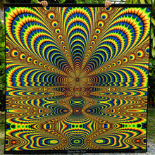 Load image into Gallery viewer, Crealab108 Square Tapestry 150/150cm - 59/59inches pockets up/down finishing Dance for Sun UV Psychedelic Fractal Tapestry Dance for Sun UV Psychedelic Fractal Tapestry