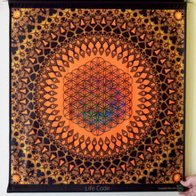 Load image into Gallery viewer, Crealab108 Square Tapestry 75/75cm - 29.5/29.5inches pockets up/down finishing Life Code Psychedelic Sacred Geometry Fractal Mandala UV Tapestry Life Code Psychedelic Sacred Geometry Fractal Mandala UV Tapestry