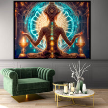 Load image into Gallery viewer, Crealab108 UV Tapestry 150/200cm - 59/78inches eyelets on reinforced band finishing Enlighten Chakras - Kundalini yoga medation UV Tapestry Enlighten Chakras - Kundalini yoga medation UV Tapestry