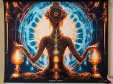 Load image into Gallery viewer, Crealab108 UV Tapestry 70/80cm - 26/31.5inches pockets up/down finishing Enlighten Chakras - Kundalini yoga medation UV Tapestry Enlighten Chakras - Kundalini yoga medation UV Tapestry