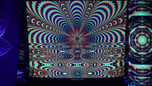 Load and play video in Gallery viewer, Trippy UV Psychedelic Fractal Tapestry - Crealab108 - parties home and festival decoration