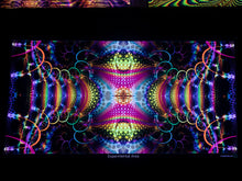 Load image into Gallery viewer, Experimental area UV trippy psychedelic decoration tapestry by Crealab108 Koh Phangan for festival and parties