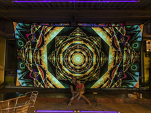 Load image into Gallery viewer, Ayamantra UV psychedelic giant mandala trippy tapestry by Crealab108 Koh Pha Ngan