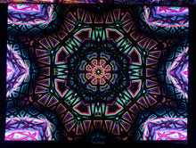 Load image into Gallery viewer, Crealab108 Horizontal Tapestry 150/200cm - 59/78inches eyelets on reinforced band finishing FestiMap UV Psychedelic Fractal Mandala Tapestry FestiMap UV Psychedelic Fractal Mandala Tapestry