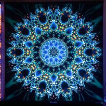 Load image into Gallery viewer, Crealab108 Square Tapestry 150/150cm - 59/59inches pockets up/down finishing Borealis Psychedelic Fractal Mandala UV tapestry Borealis Psychedelic Fractal Mandala UV tapestry