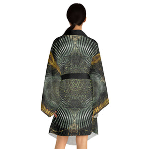 Silvery - Trippy Psychedelic Fractal and sacred Geometry Mandala Kimono Unisex