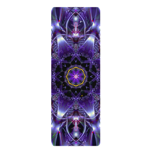Stellar Lotus - Rubber Yoga Mat Fractal  and Geometry Mandala