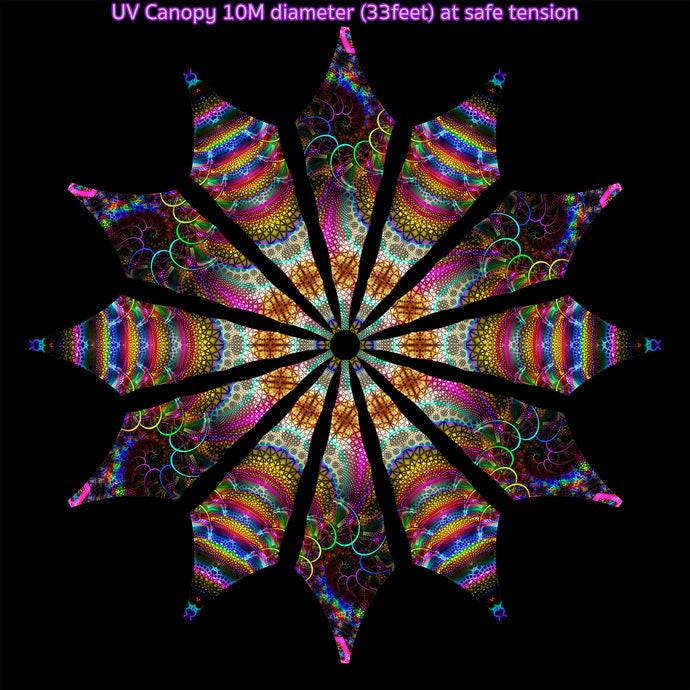 UV Psychedelic Fractal and geometry party festival canopy by Crealab108 Koh Pha Ngan