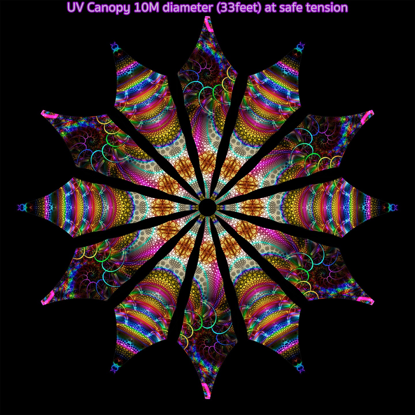 UV Psychedelic Fractal and geometry party festival canopy by Crealab108 Koh Pha Ngan