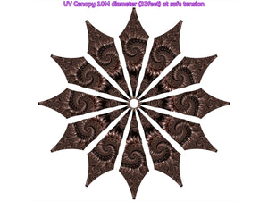 The Dark UV Stretch Fractal Canopy Mandala 12/24 Petals 10Meter/33 Feet diameter