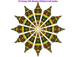 Ayamantra UV Stretch Fractal Canopy Mandala 12/24 Petals 10Meter/33 Feet diameter