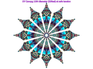 Unison UV Fractal and Geometry Canopy Mandala 12/24 Petals 10Meter/33 Feet diameter