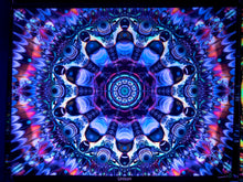 Load image into Gallery viewer, Unison UV trippy psychedelic fractal trippy mandala tapestry by Crealab108 Koh Pha Ngan
