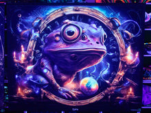 Load image into Gallery viewer, UV psychedelic frog tapestry by Crealab108
