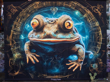 Load image into Gallery viewer, Buffo frog psychedelic UV tapestry wall hanging backdrop by Crealab108
