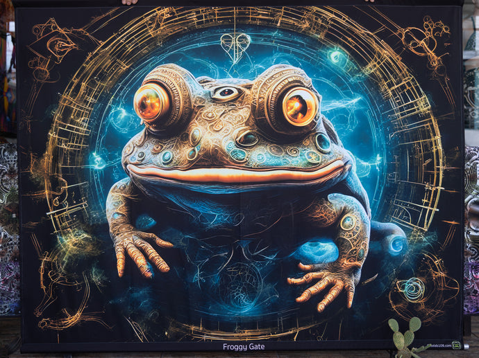 Buffo frog psychedelic UV tapestry wall hanging backdrop by Crealab108