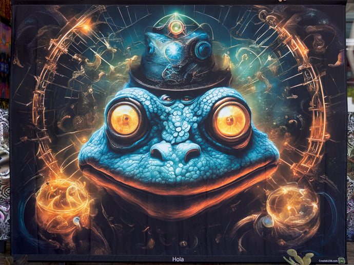 UV tapestry Buffo trippy psychedelic steampunk frog by crealab108 koh pha ngan