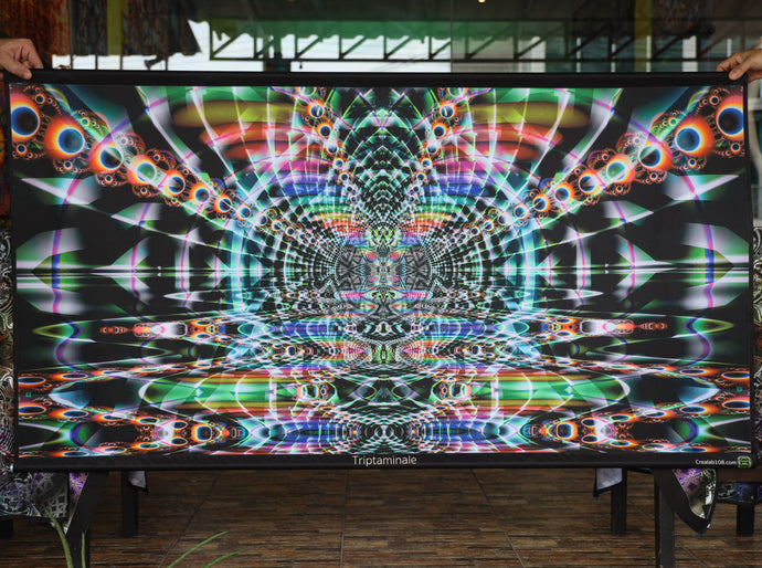 UV psychedelic trippy fractal tapestry by Crealab108 koh Pha ngan home parties festival decoration