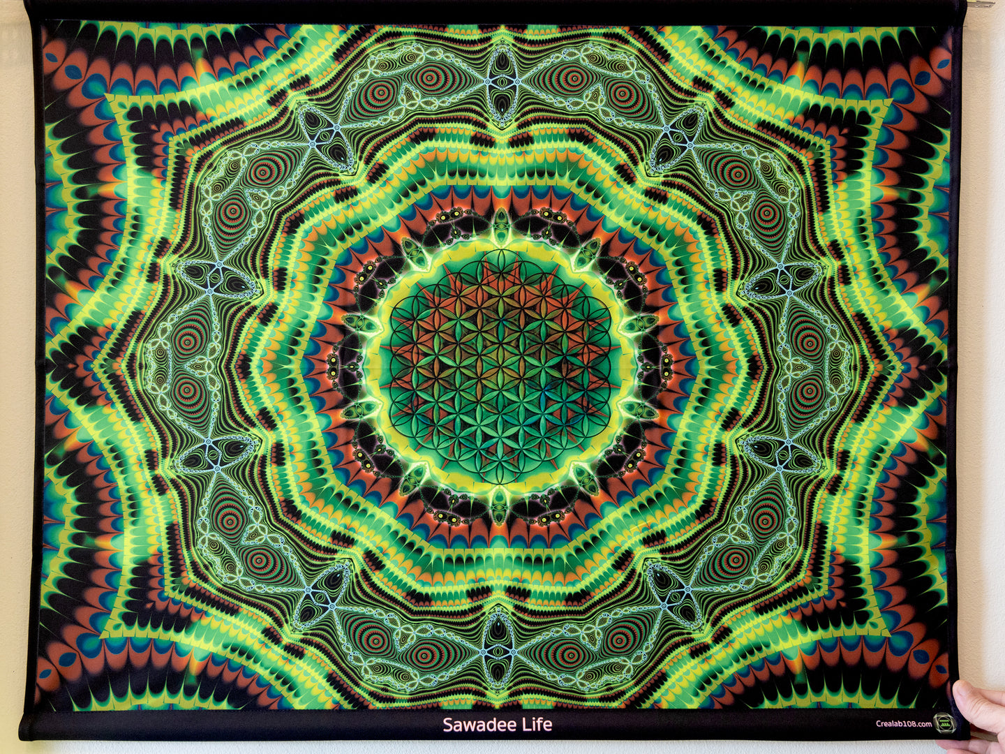 UV psychedelic fractal mandala tapestry party festival decor