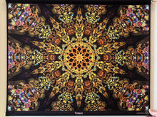 Load image into Gallery viewer, Giant UV Stretch psychedelic fractal tapestry by crealab108 home parties festival decor
