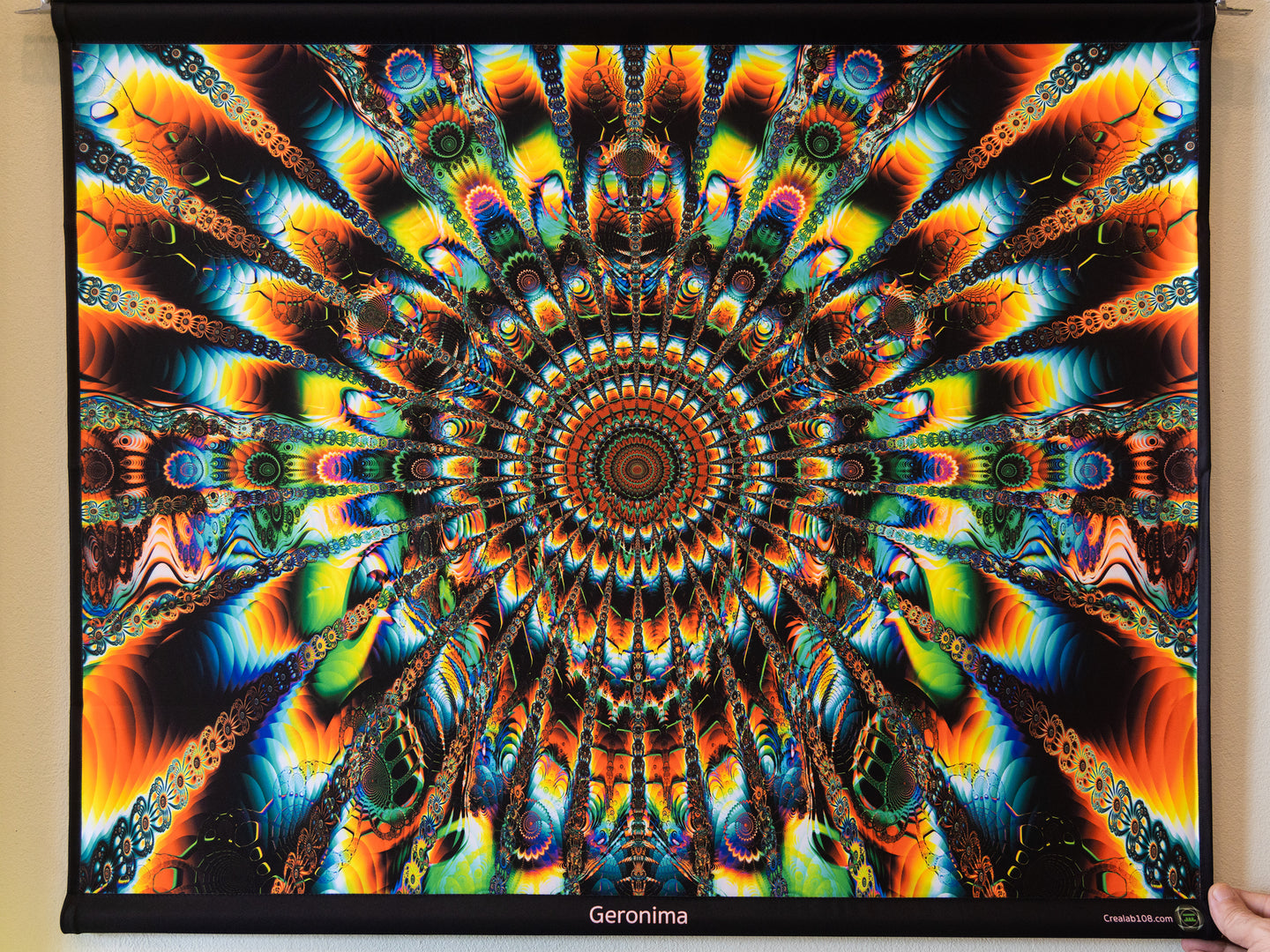 UV psychedelic fractal tapestry by Crealab108 party home festival decor