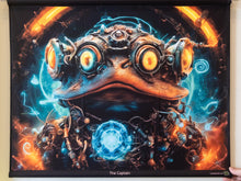 Charger l&#39;image dans la galerie, Psychedelic Buffo steampunk frog UV tapestry by Crealab108 koh Pha-ngan
