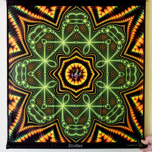 Zicvibes Trippy UV Psychedelic Fractal Mandala Tapestry - Crealab108