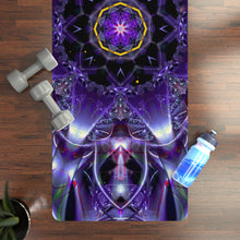 Load image into Gallery viewer, Stellar Lotus - Rubber Yoga Mat Fractal  and Geometry Mandala
