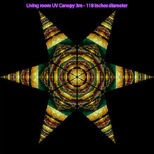 Load image into Gallery viewer, Ayamantra - Living Room Fractal UV Canopy Tapestry Black Light Home Decor Ayamantra - Living Room Fractal UV Canopy Tapestry Black Light Home Decor Crealab108
