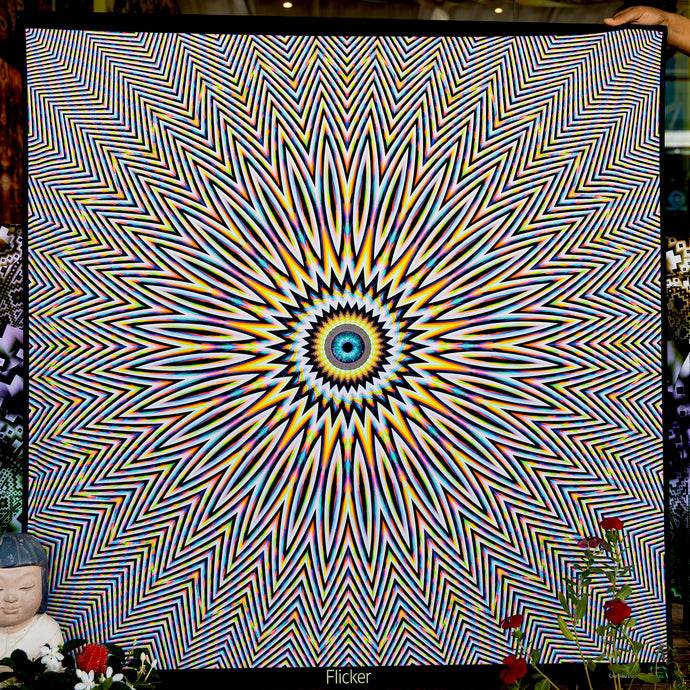 Flicker UV Psychedelic Geometry Tapestry by Crealab108 Koh Pha Ngan
