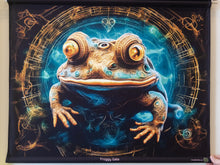 Load image into Gallery viewer, Buffo frog psychedelic UV tapestry wall hanging backdrop by Crealab108
