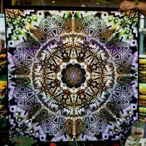 Organic UV psychedelic trippy Mandala tapestry by crealab108 Koh Pha ngan