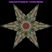 Load image into Gallery viewer, Rainbow Star - Living Room Fractal UV Canopy Tapestry Black Light Home Decor Rainbow Star - Living Room Fractal UV Canopy Tapestry Black Light  Ceilng Home party Decor Crealab108
