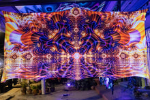 Load image into Gallery viewer, Fractal UV tapestry by Crealab108 home parties and festival decor
