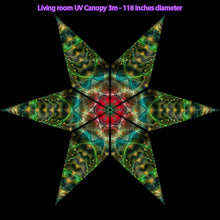 Load image into Gallery viewer, Symbiosis - Living Room Fractal UV Canopy Tapestry Black Light Home Decor Symbiosis - Living Room Fractal UV Canopy Tapestry Black Light ceiling Home Decor Crealab108

