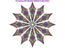 Load image into Gallery viewer, Torus UV Fractal Canopy Mandala 12/24 Petals 10Meter/33 Feet diameter Torus UV Fractal Canopy Mandala 12/24 Petals 10Meter/33 Feet diameter Crealab108
