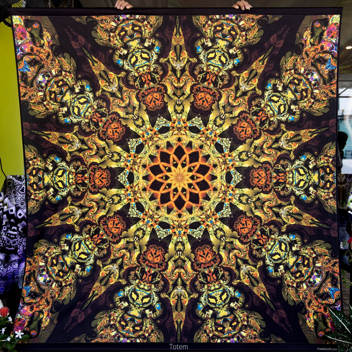 Totem UV trippy psychedelic mandala tapestry by crealab108 koh Pha ngan